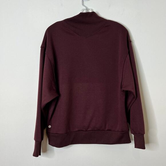 Harmony & Balance Mock Neck Fleece Pullover Sweatshirt Burgundy Large - Picture 6 of 9